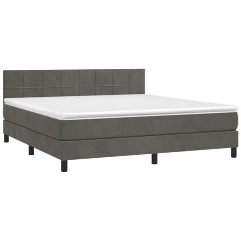 Letto a Molle con Materasso e LED Grigio Scuro 180x200 cm - Foto 8