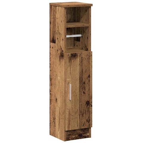 Mobile Da Bagno Con Portarotolo Legno Antico 20,5x22x90 Cm - Foto 2
