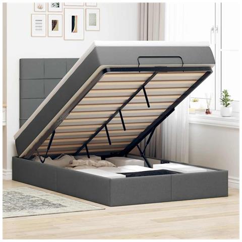 Struttura Letto Pouf Con Materasso 120x200 Cm In Tessuto - Foto 1