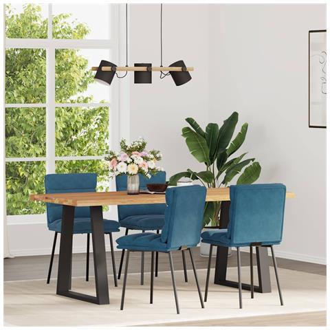 Sedie Da Pranzo 4 Pz Blu In Velluto - Foto 1