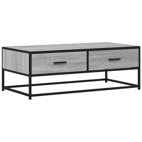 Tavolino Salotto Grigio Sonoma 100x50x35cm Multistrato Metallo - Foto 2