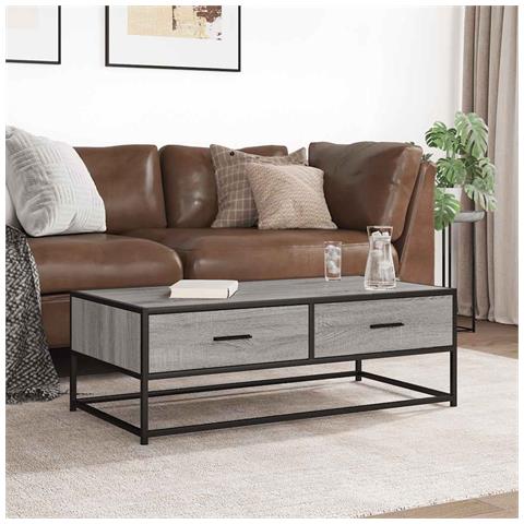 Tavolino Salotto Grigio Sonoma 100x50x35cm Multistrato Metallo - Foto 3