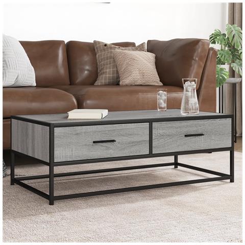 Tavolino Salotto Grigio Sonoma 100x50x35cm Multistrato Metallo - Foto 1