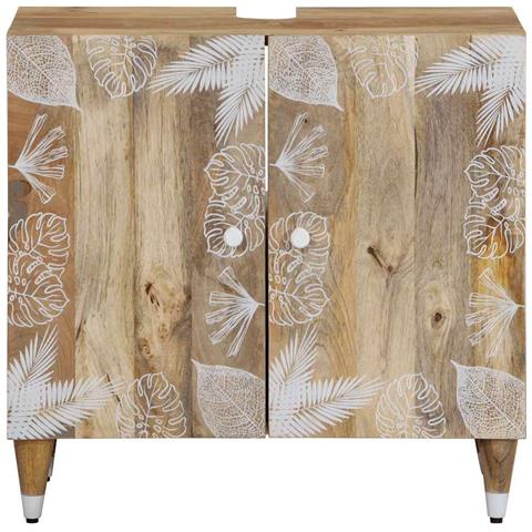 Mobile Lavabo Da Bagno 62x33x58cm In Legno Massello Di Mango - Foto 2