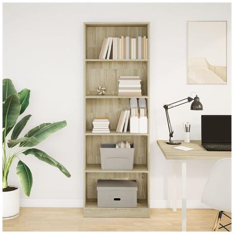 Libreria Rovere Sonoma 60x24x176 Cm In Legno Multistrato - Foto 3