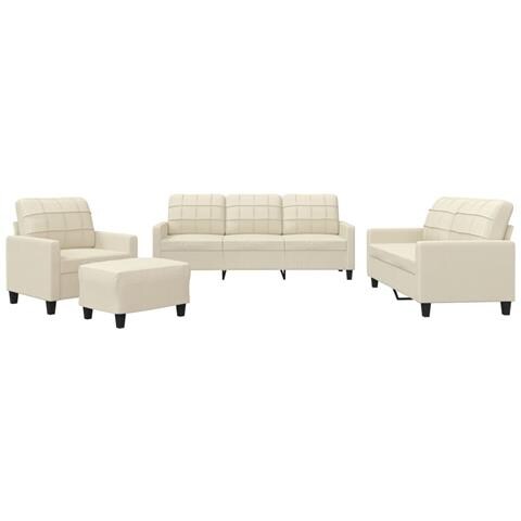 Set Di Divani 4 Pz Con Cuscini Crema In Similpelle - Foto 2