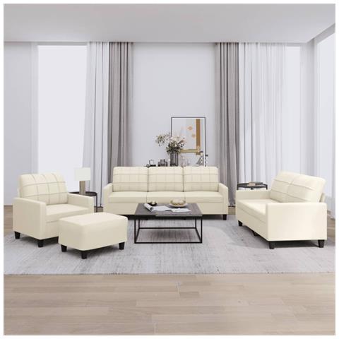 Set Di Divani 4 Pz Con Cuscini Crema In Similpelle - Foto 1