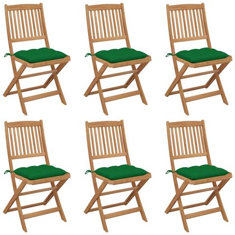 Sedie Da Giardino Pieghevoli 6 Pz Con Cuscini Massello Acacia - Foto 2