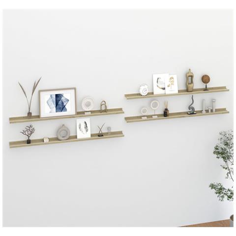 Lusso Casadino -  Mensole Da Parete 4 Pz Bianco E Rovere Sonoma 115x9x3 Cm - Foto 8