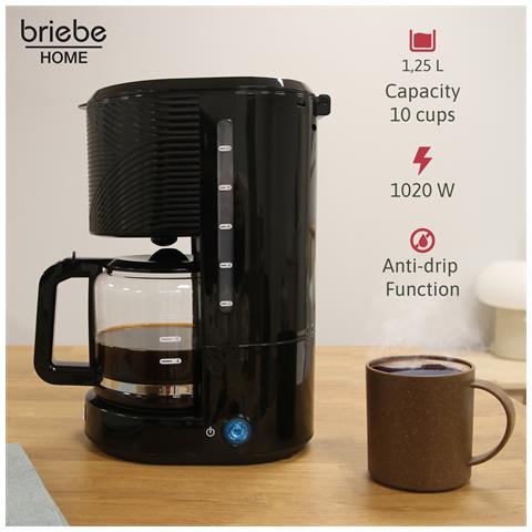 Briebe Cm1171blk Elegance Macchina Caffè Americano 10 Tazze, Filtro Riutilizzabile 1,25l 1000w Nero - Foto 8