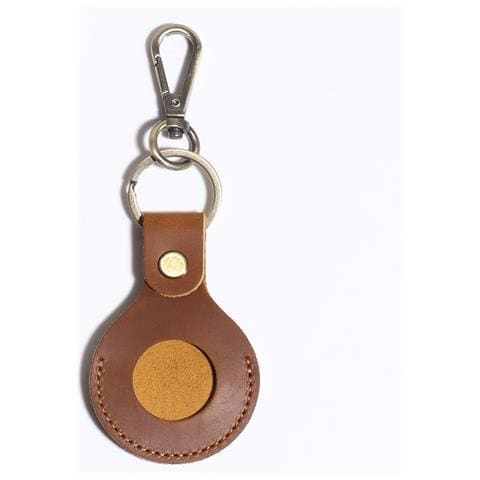 Custodia Premium In Pelle Per Airtag Con Anello Portachiavi - Marrone Brown - Foto 1