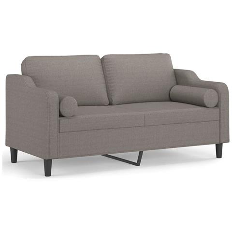 Divano a 2 Posti con Cuscini Tortora 140 cm in Tessuto - Foto 1