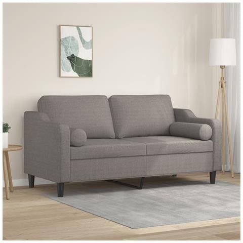 Divano a 2 Posti con Cuscini Tortora 140 cm in Tessuto - Foto 2