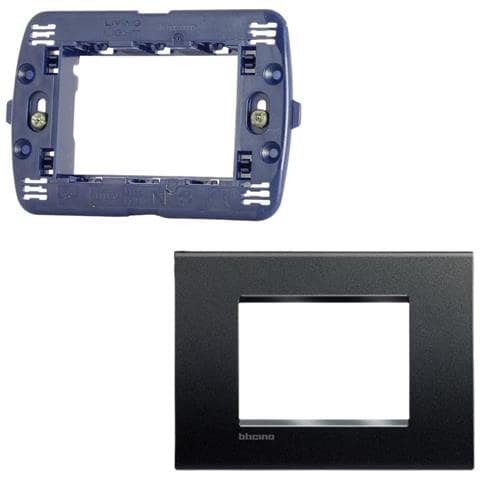 Placca Living Light Tecnopolimero Antracite Con Supporto 3 Posti - Foto 1