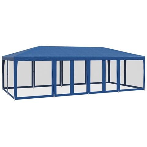 Tenda per Feste con 12 Pareti Laterali in Rete Blu 8x4 m HDPE - Foto 1