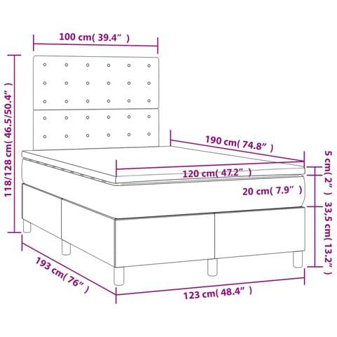 Giroletto a Molle con Materasso Grigio 120x190 cm in Similpelle - Foto 9