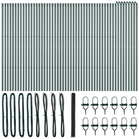 Recinzione Esagonale  Grigia 1.6x100 m Acciaio, Pali per Recinzione  13 pz Verde Ø32 mm 210 cm Acciaio Zincato - Foto 1