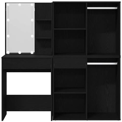 Specchio con LED con cassetto Rovere nero 140 x 40 x 140 cm - Foto 9
