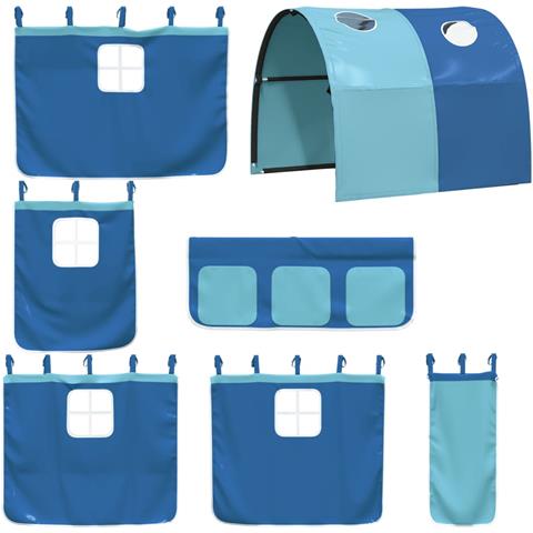 Letto a Castello senza Materasso Blu 80x200 cm Massello Pino - Foto 9