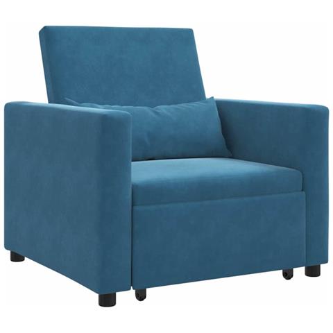 Divano Letto Singolo Blu 90 x 165 x 87 cm Velluto - Foto 1