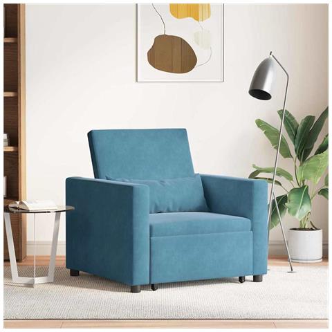 Divano Letto Singolo Blu 90 x 165 x 87 cm Velluto - Foto 2