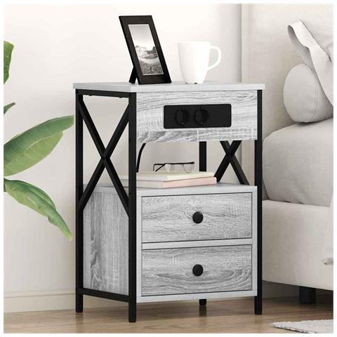 Armadio da Notte con cassetto Grigio sonoma 40 x 31 x 60 cm - Foto 2