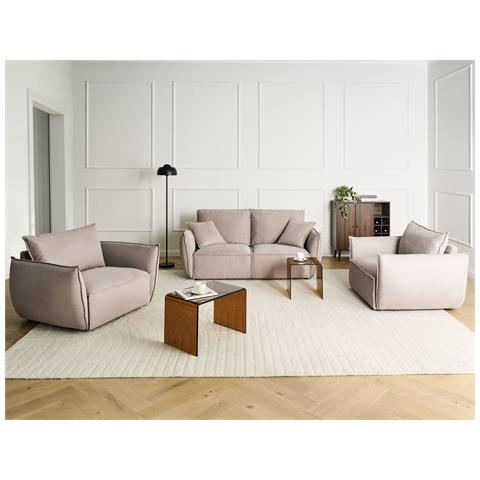 Set Da Salotto 5 Posti Kunes Tessuto Tortora - Foto 1