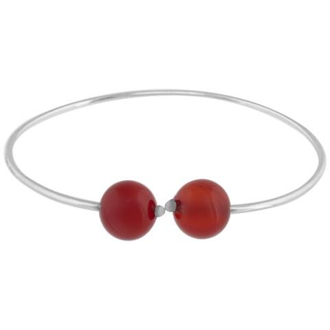 Bracciale Flex In Argento Sterling Con Agata Rossa Naturale - Foto 1