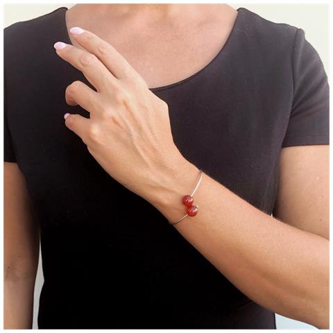 Bracciale Flex In Argento Sterling Con Agata Rossa Naturale - Foto 2
