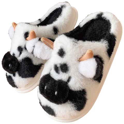 Pantofole Da Interno Peluche Con Stampa Mucca: Calde E Antiscivolo 44 - Foto 1