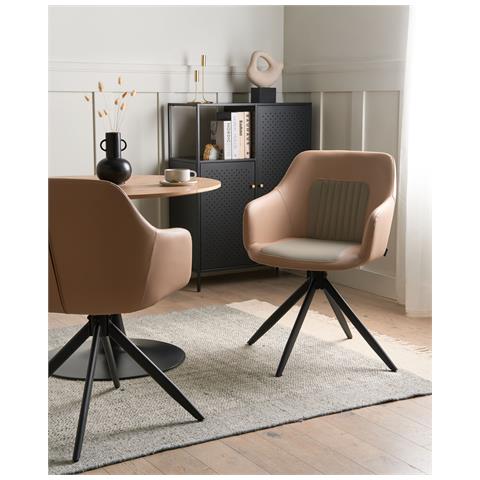 Set Di 2 Sedie Da Pranzo Likely Pelle Sintetica Beige Sabbia - Foto 1