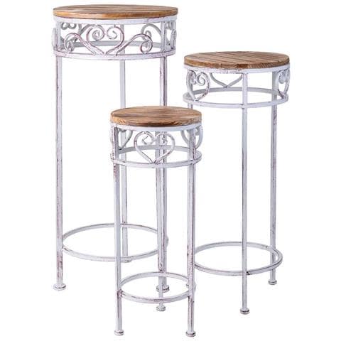 Supporto Vasi Set 3 Pezzi Grigio 30x30x71h Cm - Foto 1