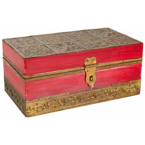 Portagioie In Legno E Metallo Rosso 20x11x9h - Foto 1