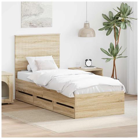 Struttura del letto con cassetto Rovere Sonoma 75 x 190 cm - Foto 2
