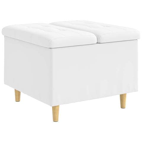 Pouf contenitore Bianco 60 x 60 x 45 cm Pelle sintetica - Foto 1