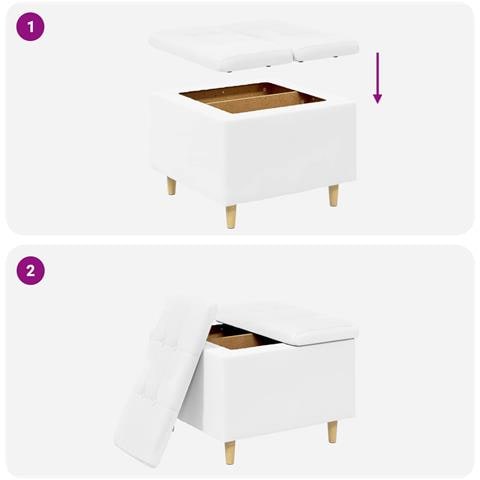 Pouf contenitore Bianco 60 x 60 x 45 cm Pelle sintetica - Foto 9