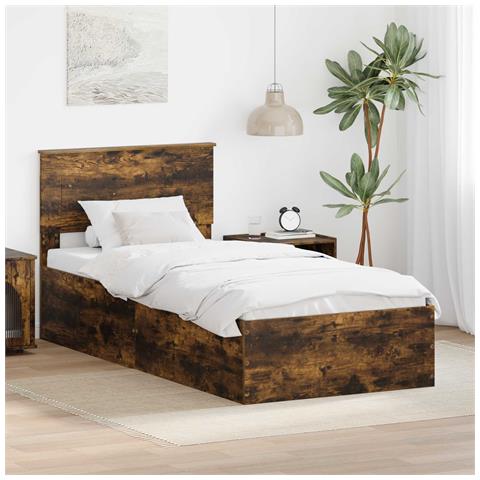 Struttura del letto Rovere fumé 120 x 200 cm Legno multistrato - Foto 2