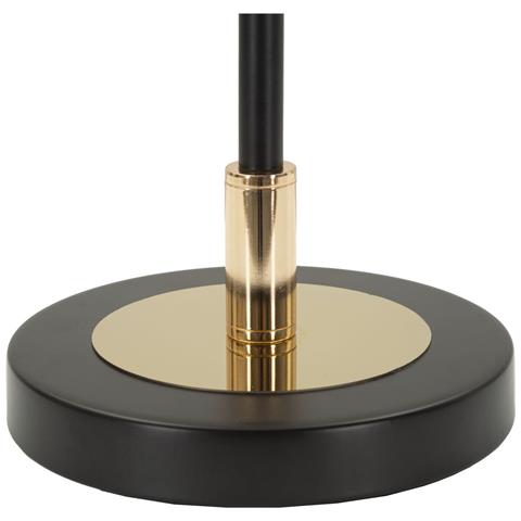Lampada Da Tavolo Vintage In Ferro Nero E Oro Con Diffusore In Vetro Bianco Opalino - Foto 2