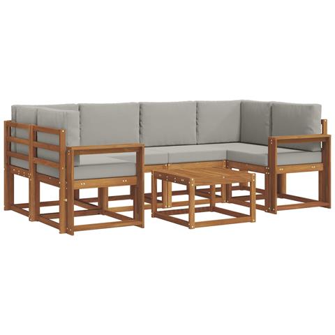 Set di divani da esterno 7 pcs Grigio Naturale e Chiaro - Foto 1