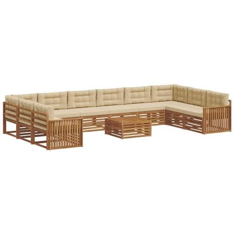 Set divani 11 pcs Naturale e Beige Legno di Acacia Massello - Foto 1