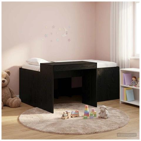 Letto alto per bambini con scrivania Nero Legno ingegnerizzato - Foto 2