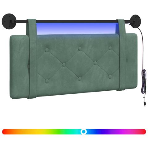 Testiera sospesa Con luce LED Verde Mare Velluto - Foto 1