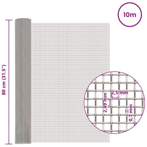 Rete per schermatura 80 x 1000 cm 8 Mesh Argento - Foto 6