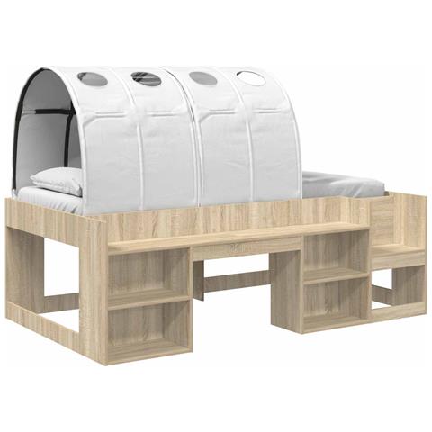Letto con Tunnel 3 pz Sonoma e Bianco Legno ingegnerizzato - Foto 1