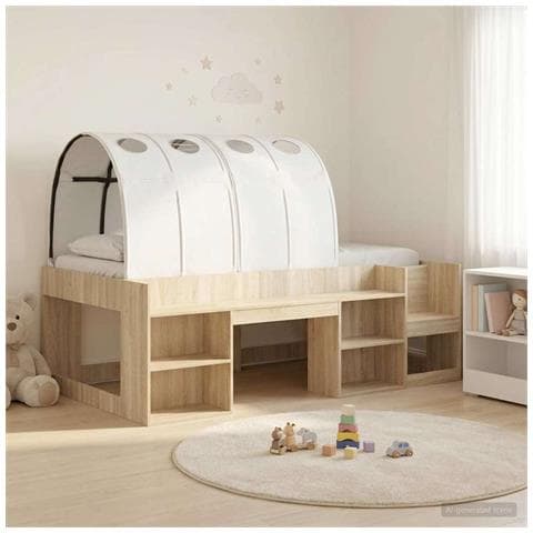 Letto con Tunnel 3 pz Sonoma e Bianco Legno ingegnerizzato - Foto 2