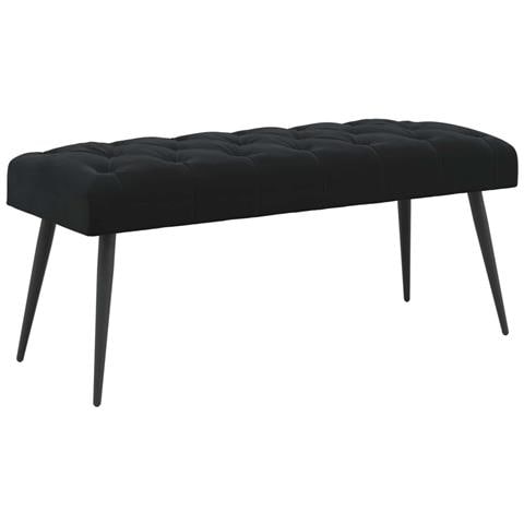 Panchina con bottoni imbottiti Nero 110 x 40 x 46 cm Velluto - Foto 1
