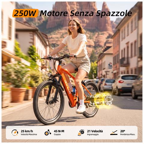Bicicletta Elettrica 26" GT900 Shimano 21 Velocità Batteria 36V13Ah 250W 25KM /H 30-60km Display LCD con Sblocco NFC City E-Bike - Foto 2