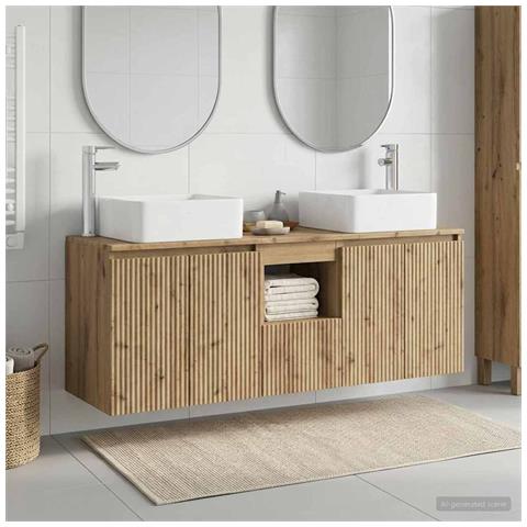 Set di Armadi da Bagno 3 pz Rovere Artigianale 53 x 35 x 63 cm - Foto 2