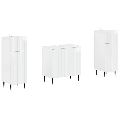 Set di Armadi da Bagno da 2 Pezzi ZWOLLE Bianco Lucido - Foto 1