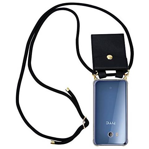 Catena Di Telefoni Cellulari Compatibile Con Htc Ocean / U11 In Nero - Coperchio Protettivo In Silicone Con Anelli D'oro, Cinturino In Corda E Custodia Staccabile - Foto 1